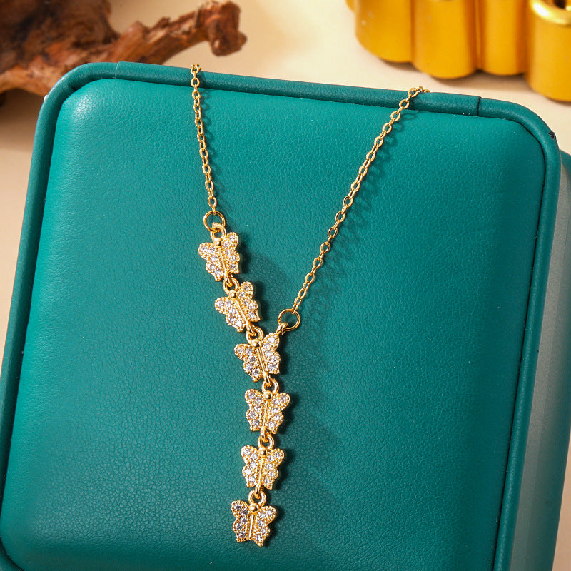 Women's Elegant Six Butterfly Titanium Steel Affordable Luxury Pendants