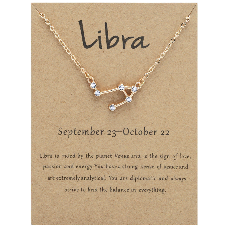 Twee Constellation Brown Card Rhinestone Clavicle Necklaces