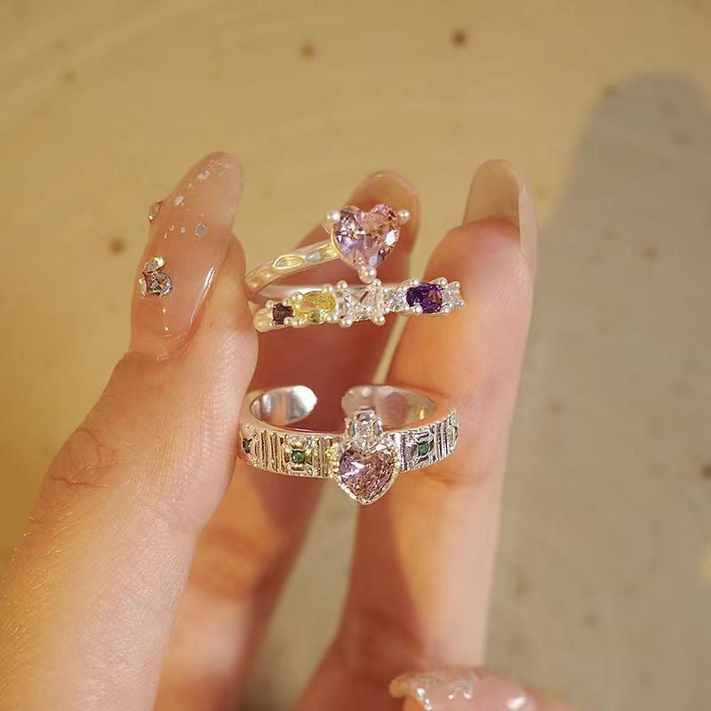 Love Heart-shaped Female Summer Light Luxury Minority Design Sense Ring