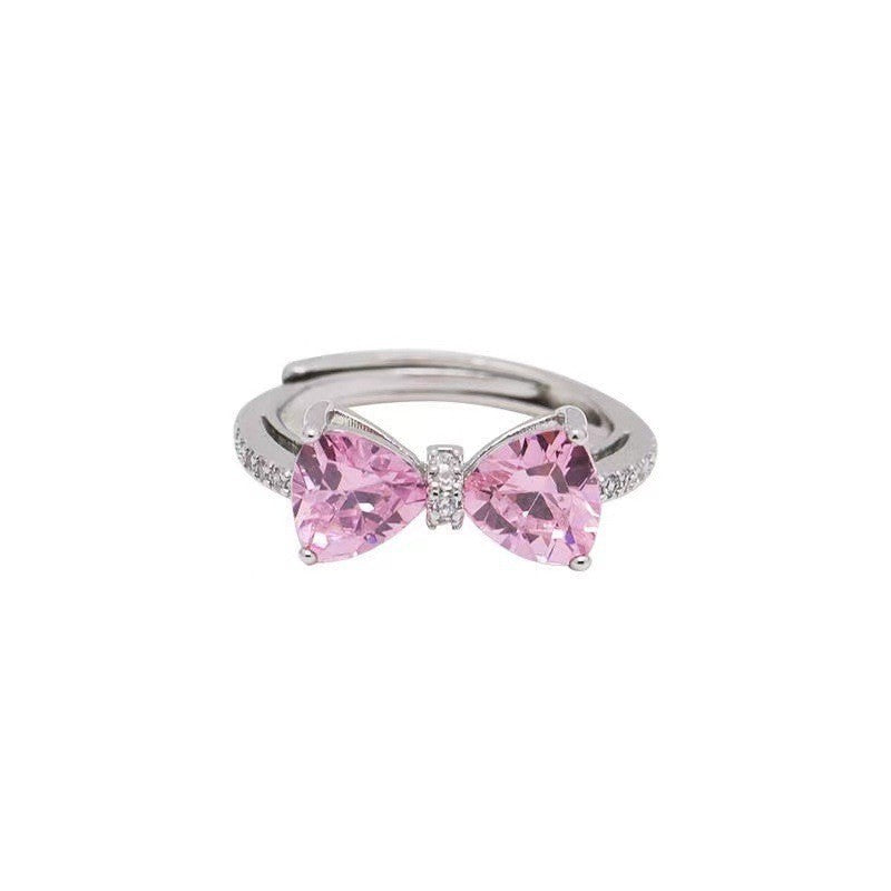 Castle Pink Bow Open Female Diamond Ring