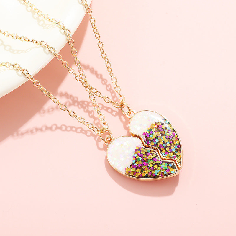 Children's Gold Powder Epoxy Love Fashion Letter Necklaces