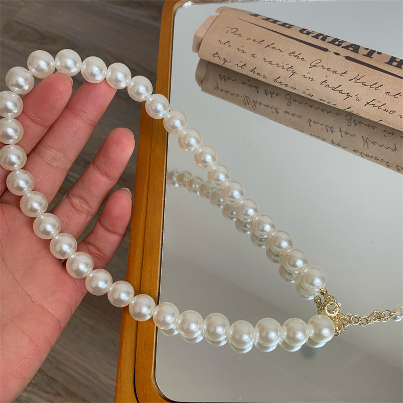 Women's Pearl Handmade Beaded Temperament Wild Retro Neck Necklace