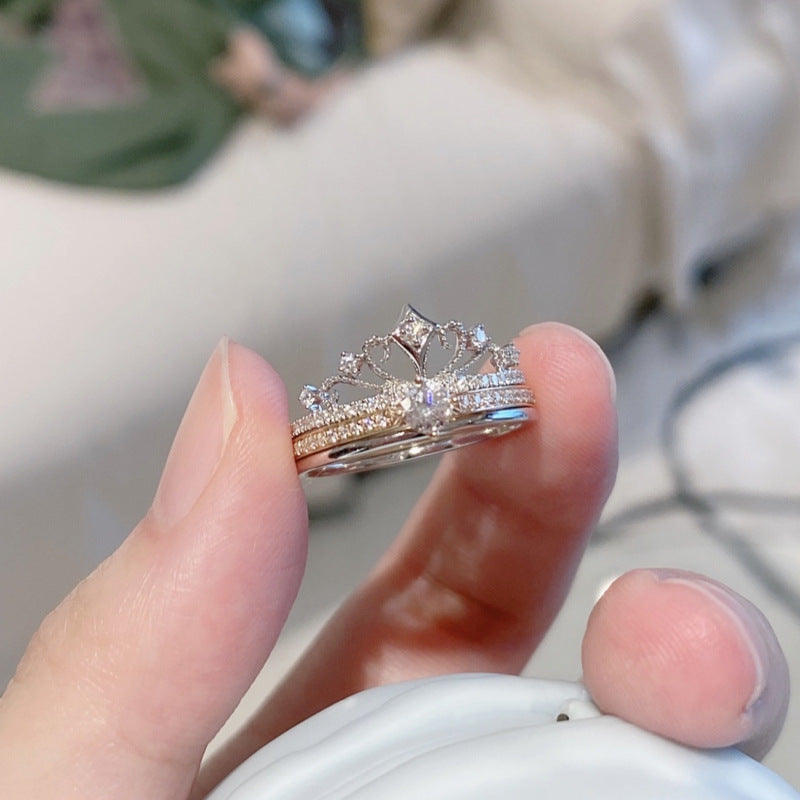 Castle Fireworks Series Crown Female Combination Couple Ring