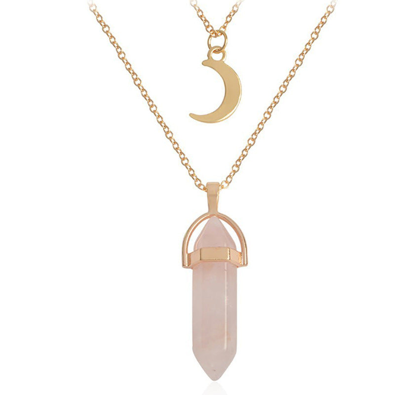 Fashion Simple Jewelry Moon Hexagon Prism Necklaces