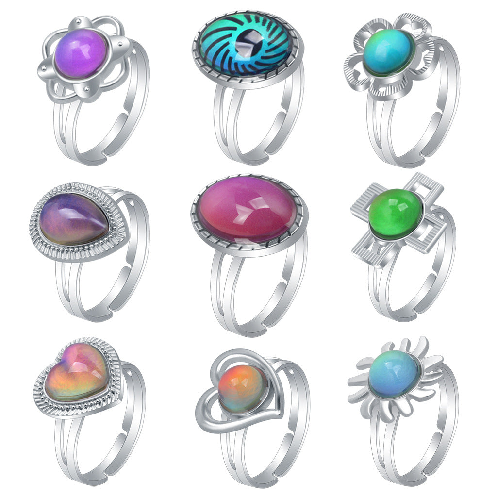 Fashion Charm Female High Profile Retro Gem Temperature Change Ring