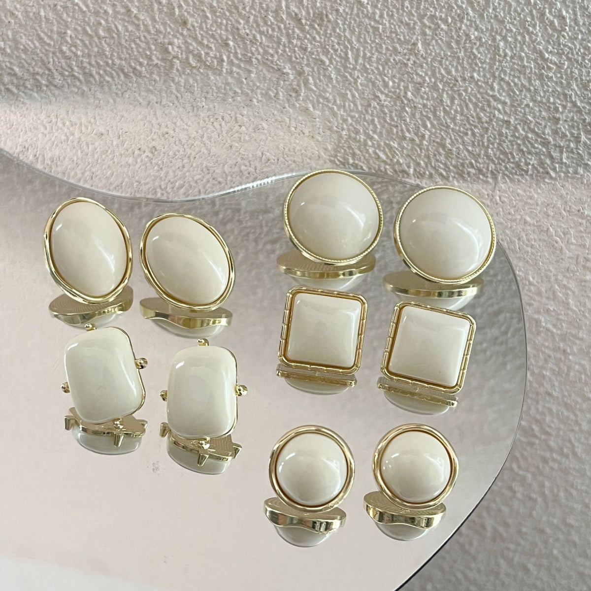 French Style Temperament White Geometric Elegant Trendy High-grade Earrings