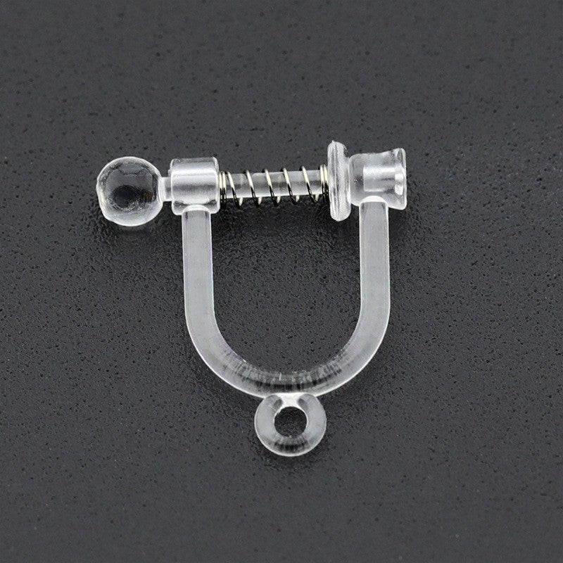 Handmade Change Transparent Resin Pearls U-shaped Ear Clip