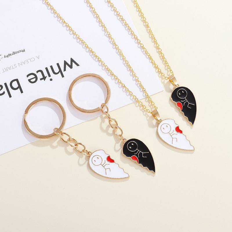 Love Couple Fashion Heart-shaped Magnetic Suction Necklace
