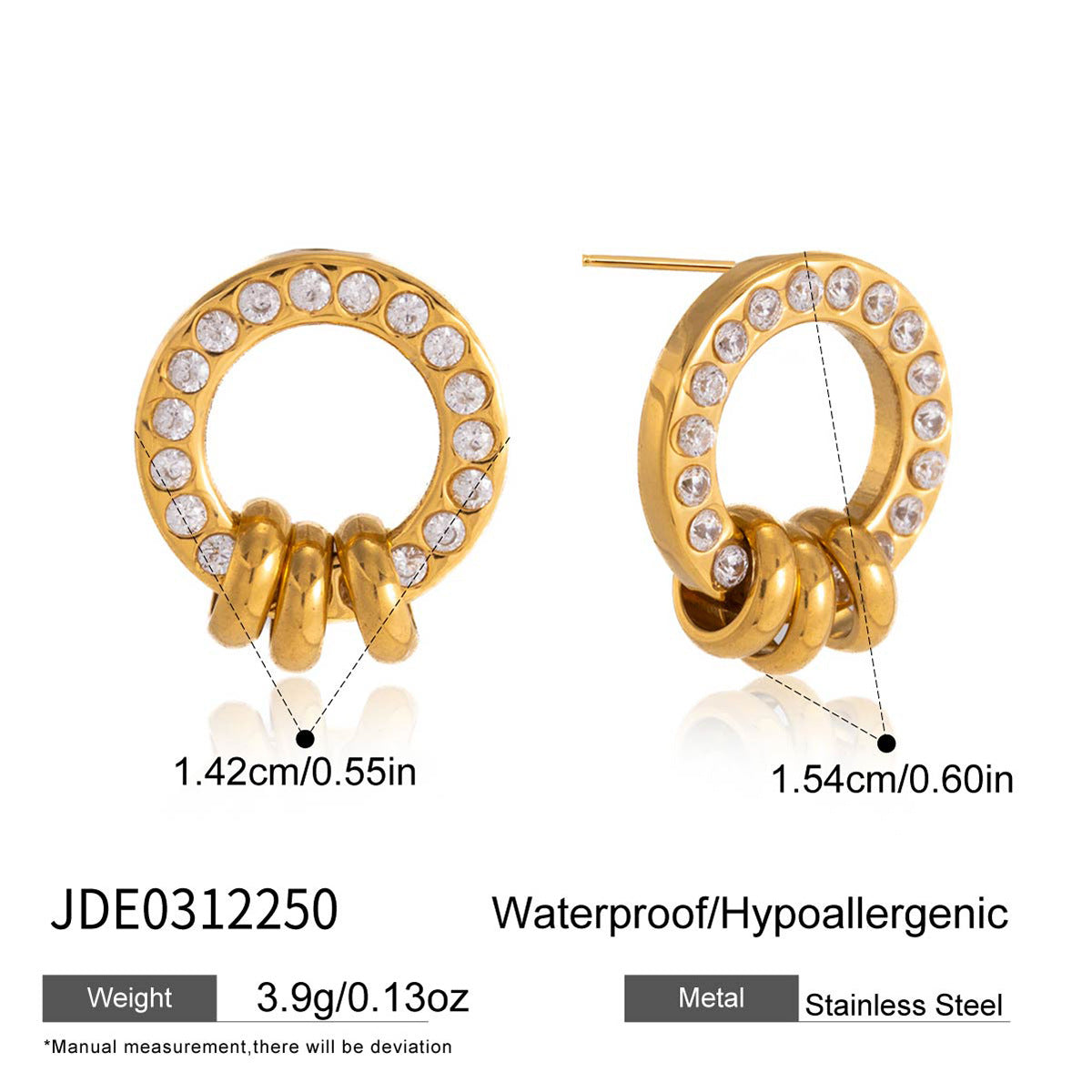Women's Ding Titanium Steel Zircon Light Luxury Earrings