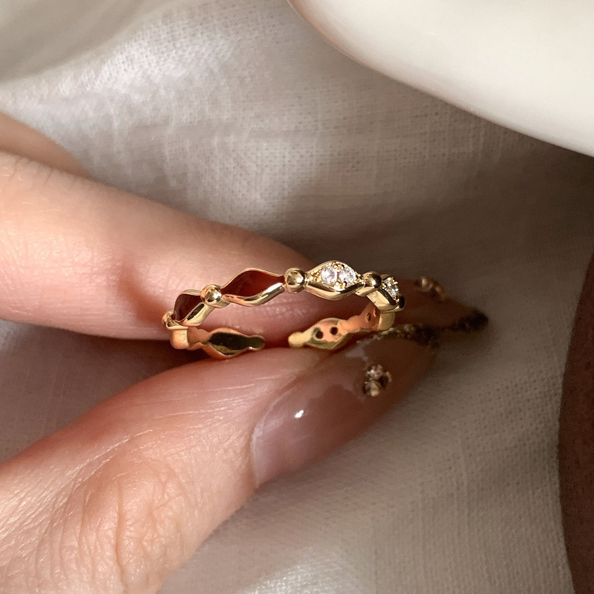 Women's Glaze Diamond Crystal For Niche Design Exquisite Versatile Opening Rings