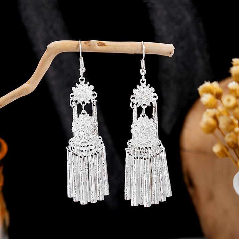 Colorful Long Feather Tassel Scenic Spot Earrings