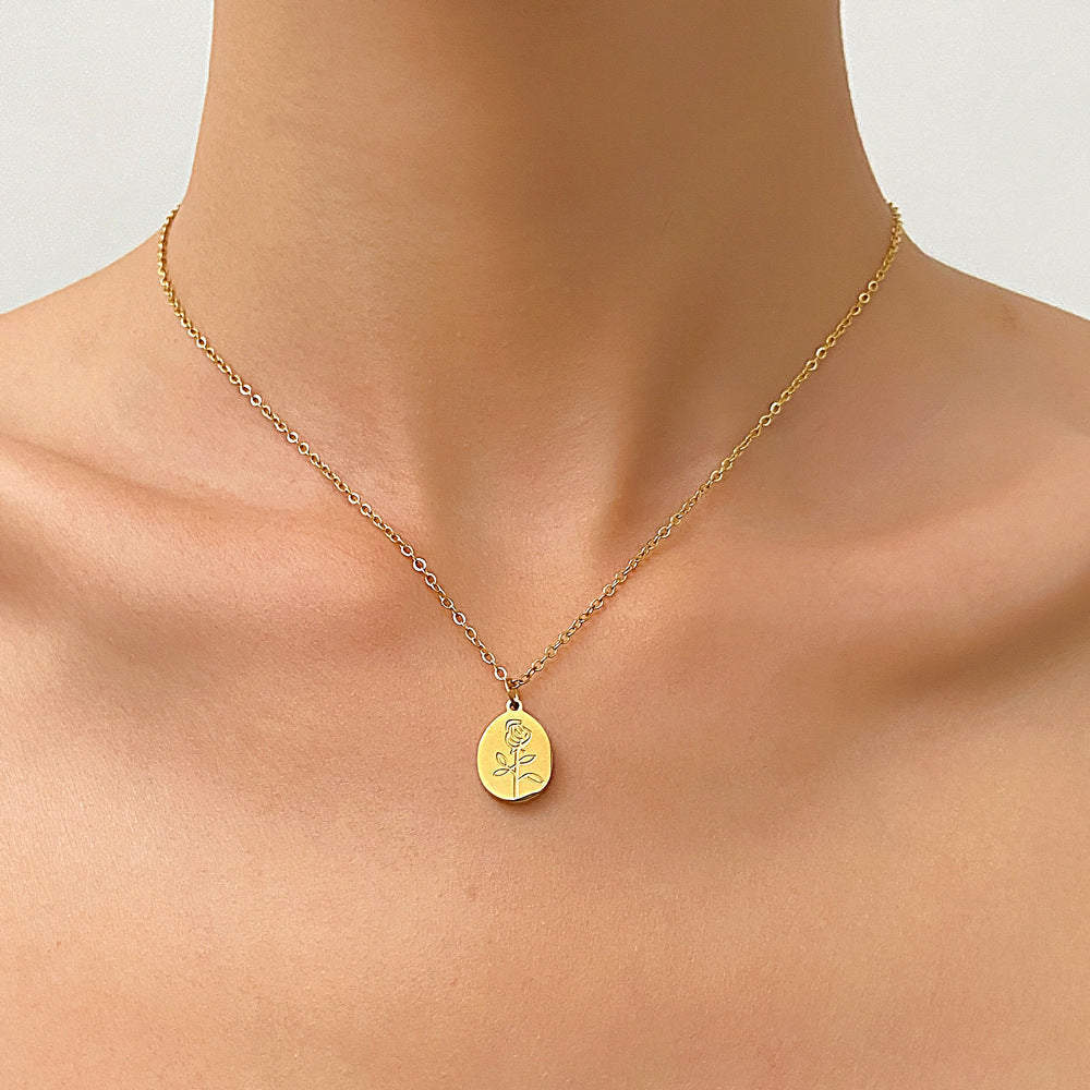 Women's Drop Flower Stainless Steel High-grade Cold Style Necklace