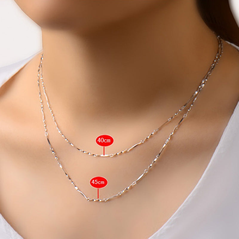 Women's Sier-plated For Single Chain Clavicle Ingot Snake Bone O-shaped Starry Necklaces