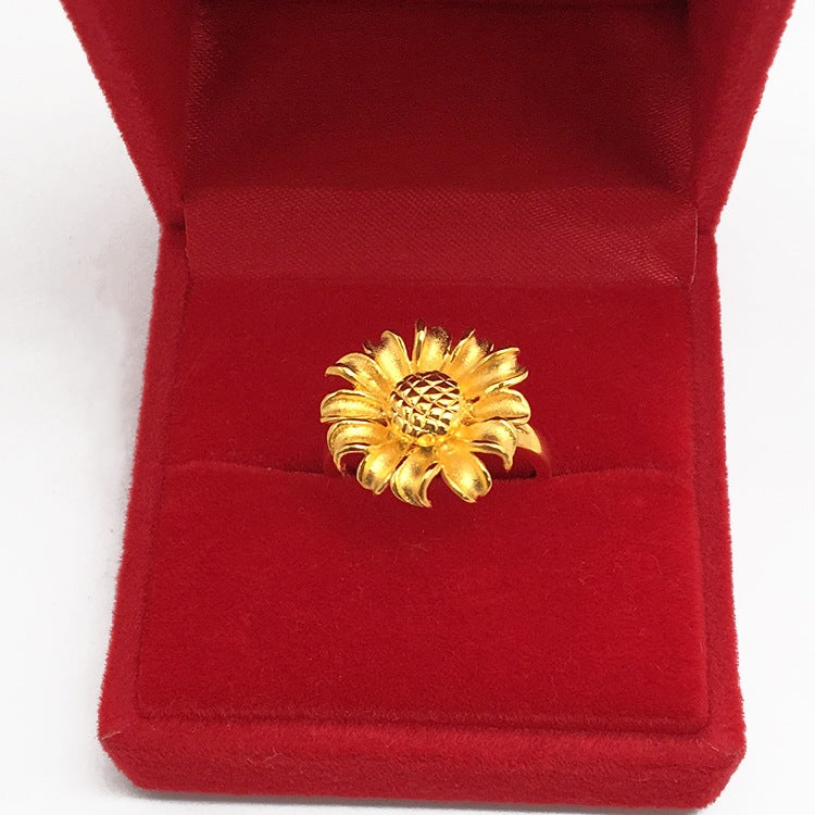 Female Flower Gold Alluvial Opening Adjustable Size Rings