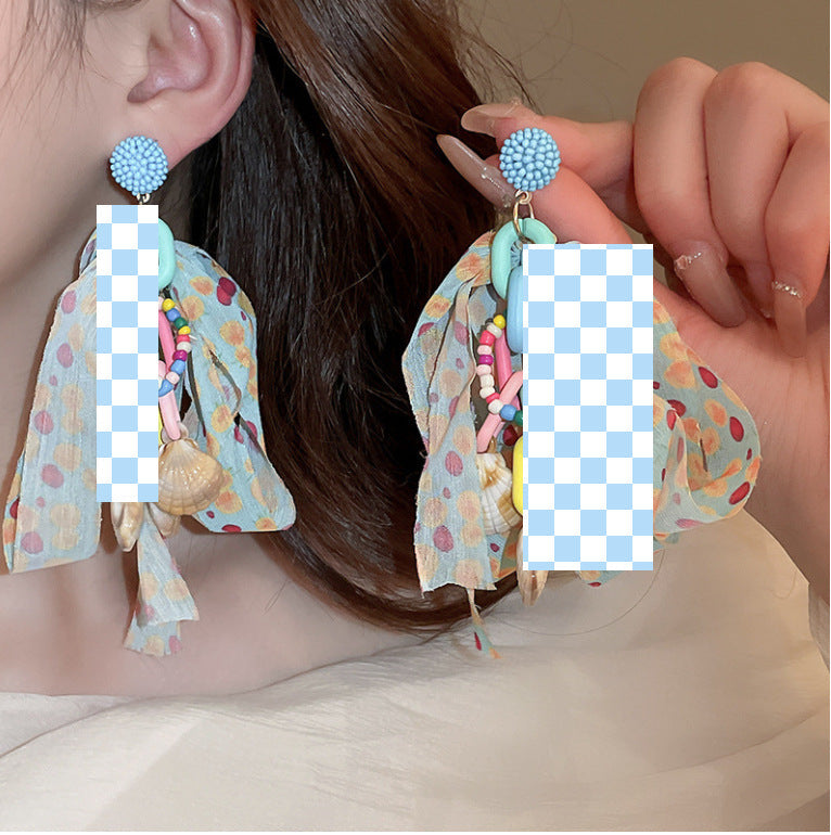 Needle Color Artificial Crystal Flower Tassel Sweet Fresh Ear Earrings
