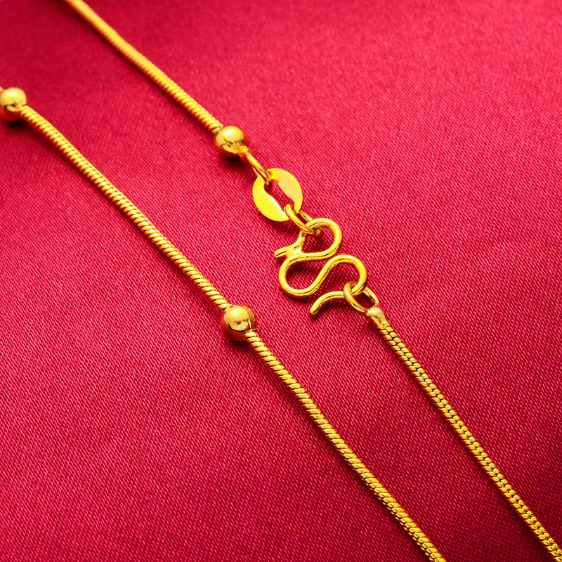 Gold Vietnam Placer Box Chain Bag Beads Clavicle Combination Live Necklace