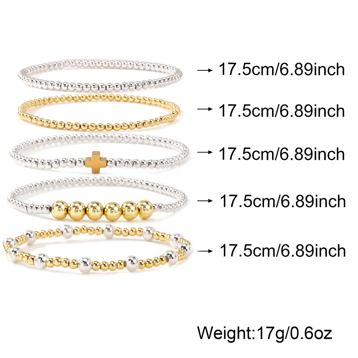 Contrast Color Beaded Size Round Beads Interval Design Twin Daily Bracelet