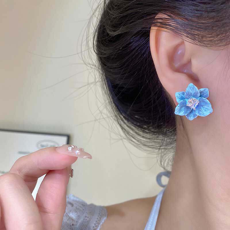 Oil Flower-de-luce Gentle Fresh French Elegant Summer Stud Earrings