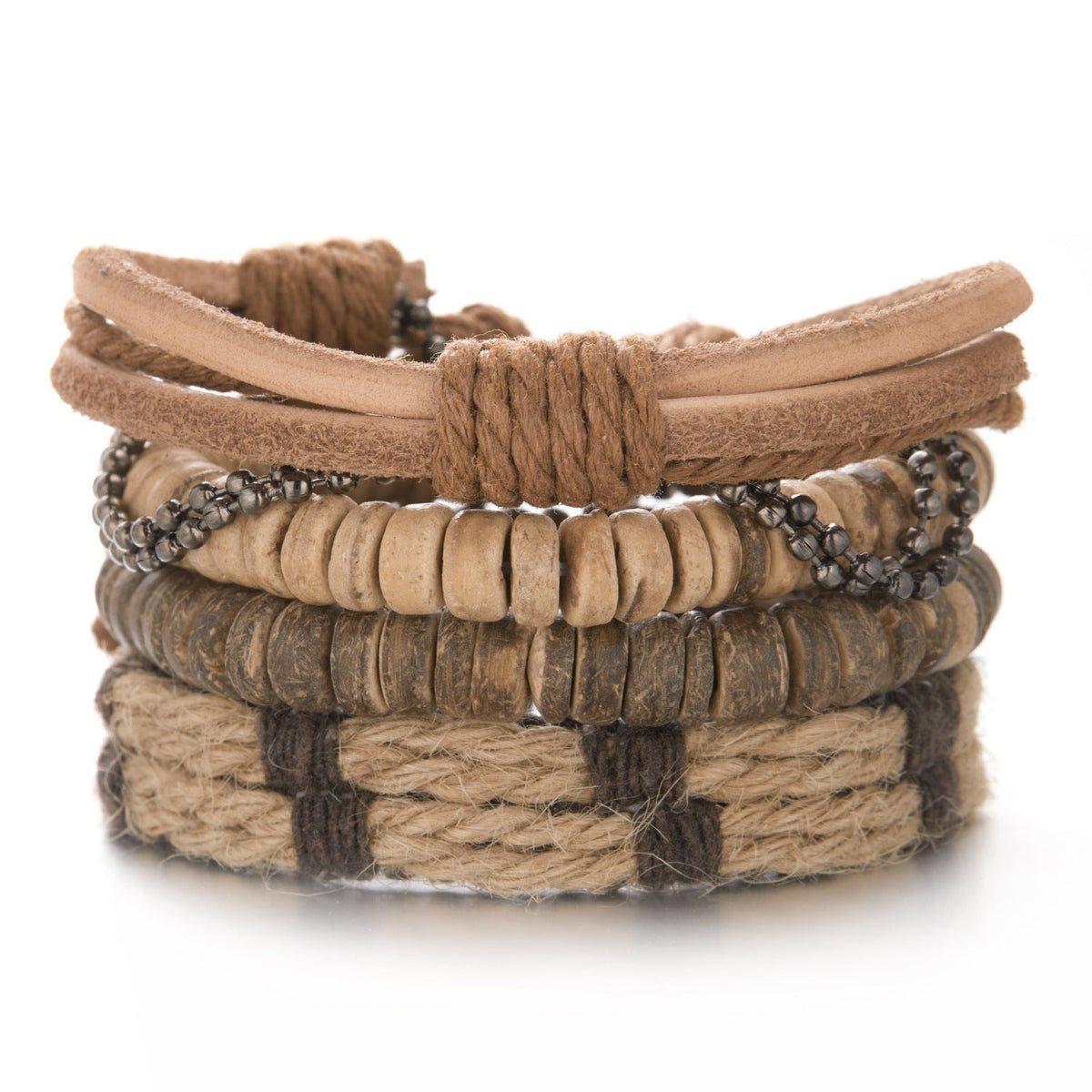 Men's Suit Wooden Bead Coconut Shell Woven Bracelets