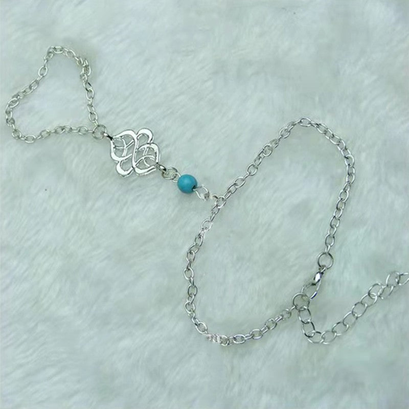 Fashion Lucky Auspicious Symbol Finger Chain Turquoise Bracelets