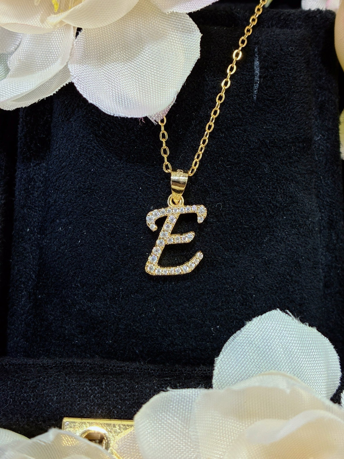 Personalized Alphabet Pendant Necklace — D-Color VVS1 Moissanite Accent on 925 Sterling Silver Chain
