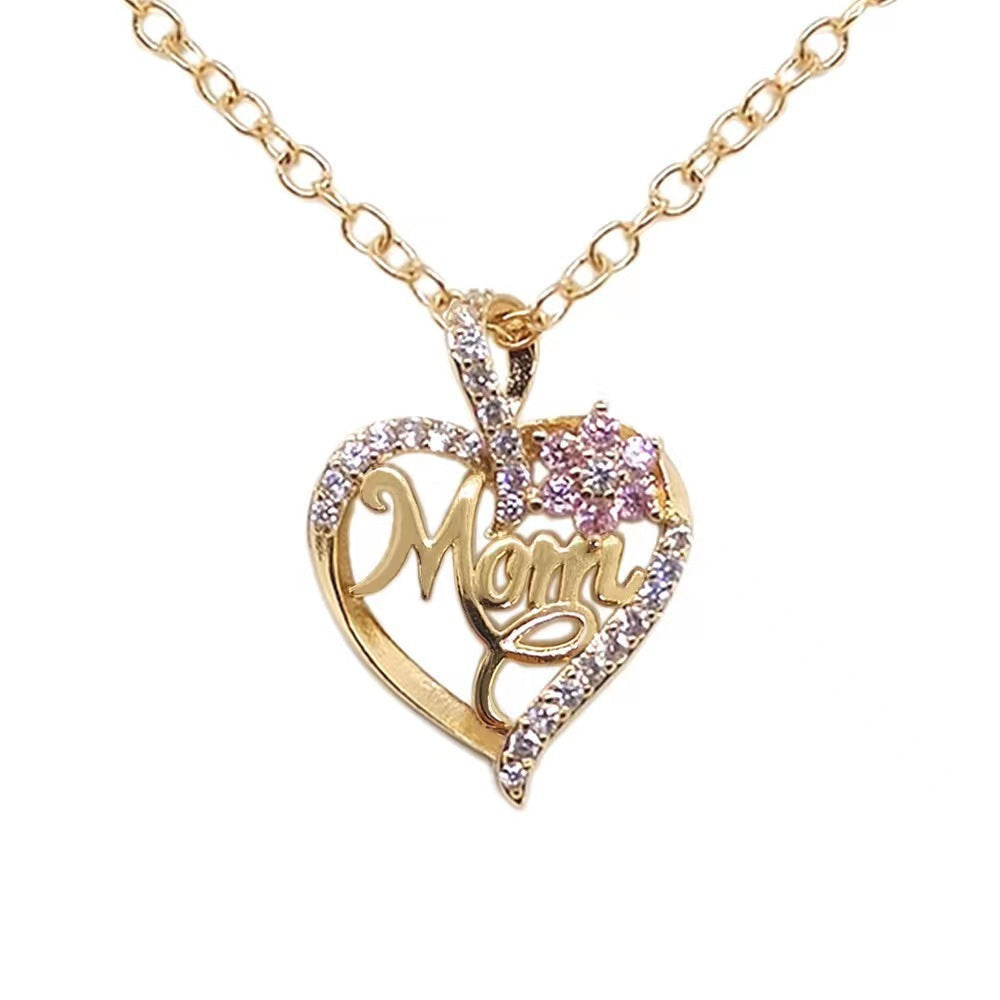 Love Heart Flowers Mother's Day Rhinestone Necklaces