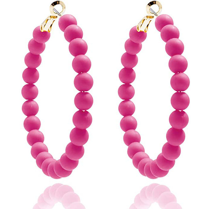 Women's Summer Colorful Acrylic Beads Round Bohemian Earrings