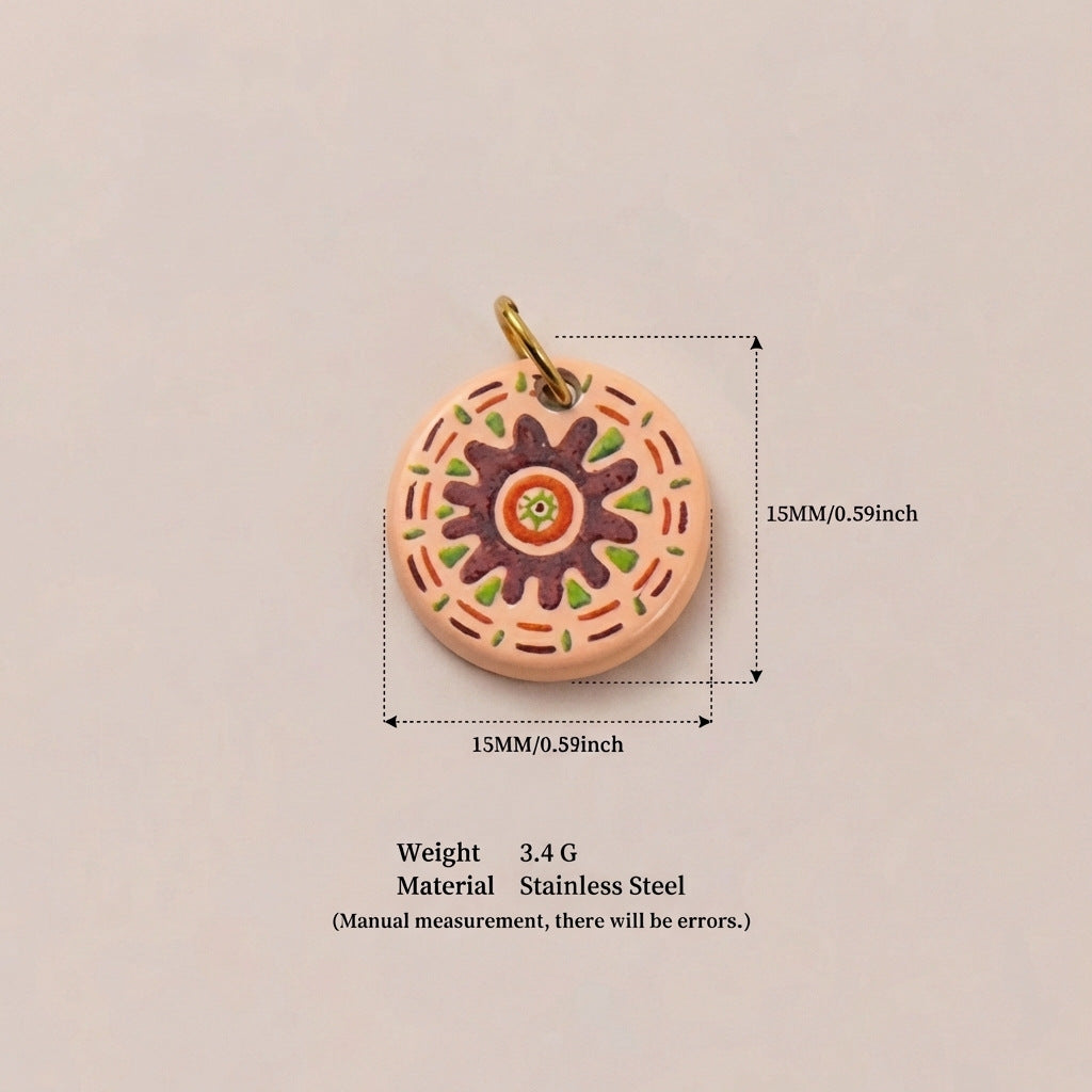 Dripping Round Furnace Stainless Steel Gold Color Preserving Pendant