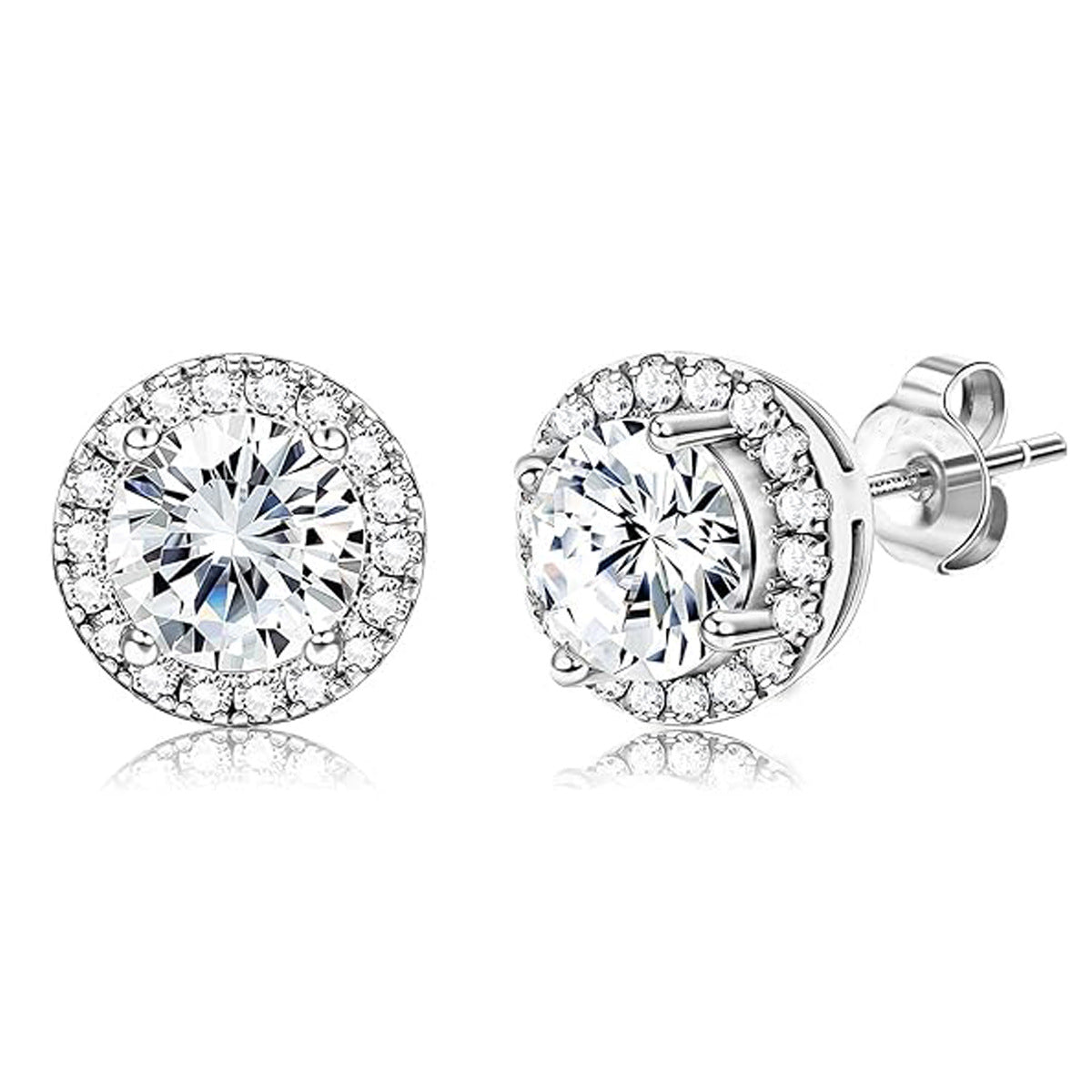 Women's & Men's Round Copper Inlaid Zircon Ear Personality Earrings