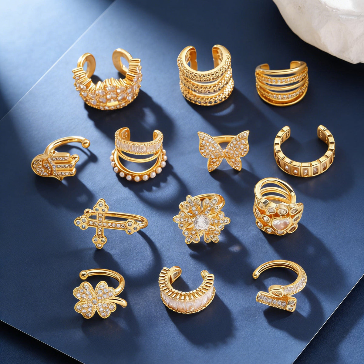 Luxury Fashion Copper Inlaid Zircon No Piercing Female Geometric Painless Ear Clip