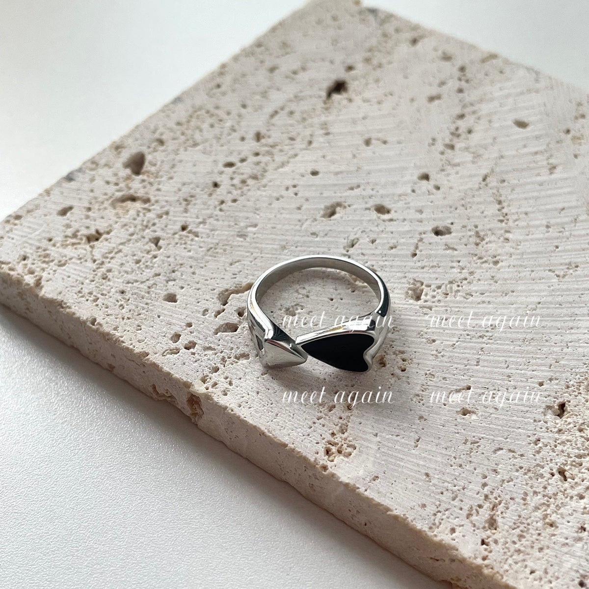 Black Love Heart-shaped Sweet Cool Style Design Sense Niche Ring