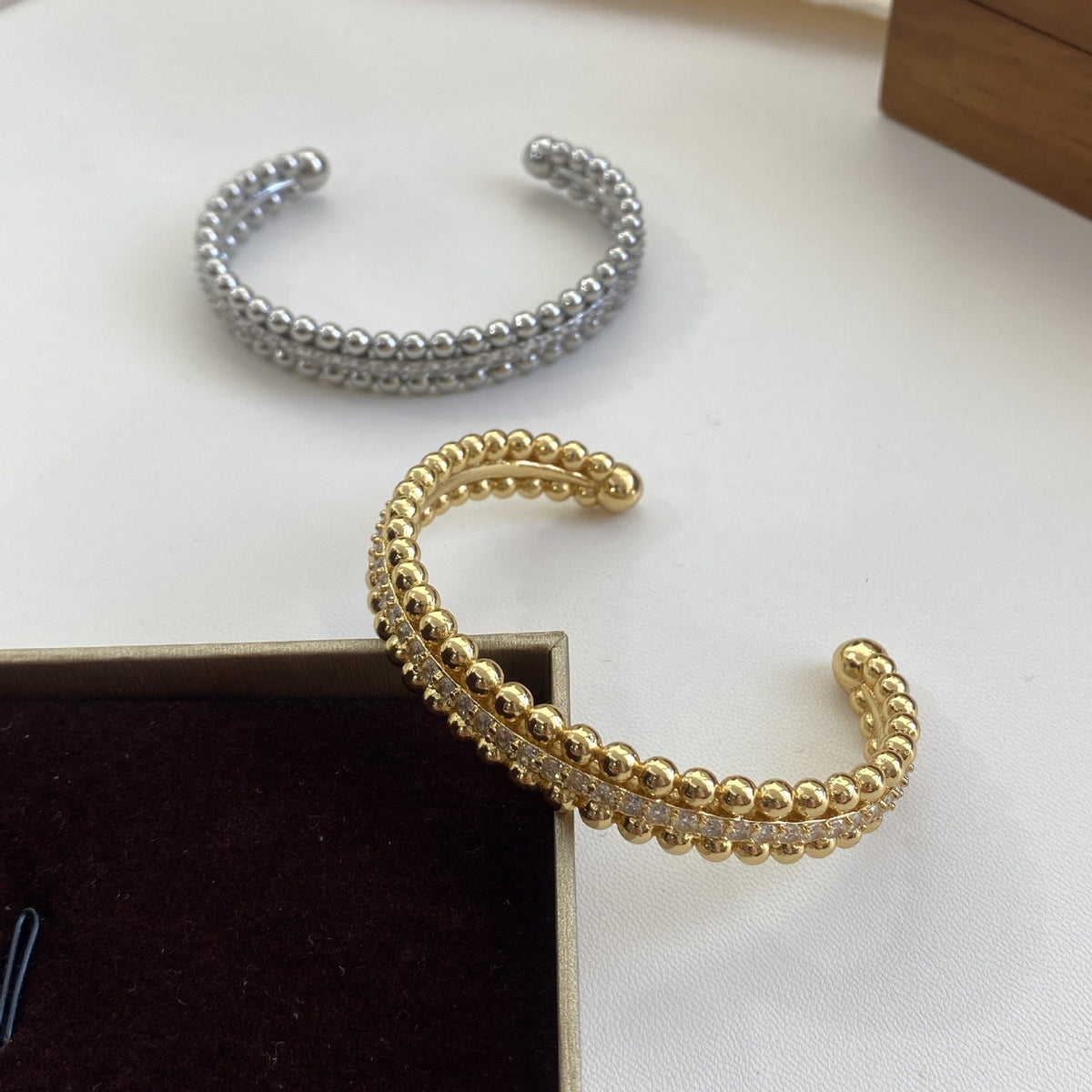 Minimalist Geometric Beads Zircon Opening Female Light Luxury Bracelet