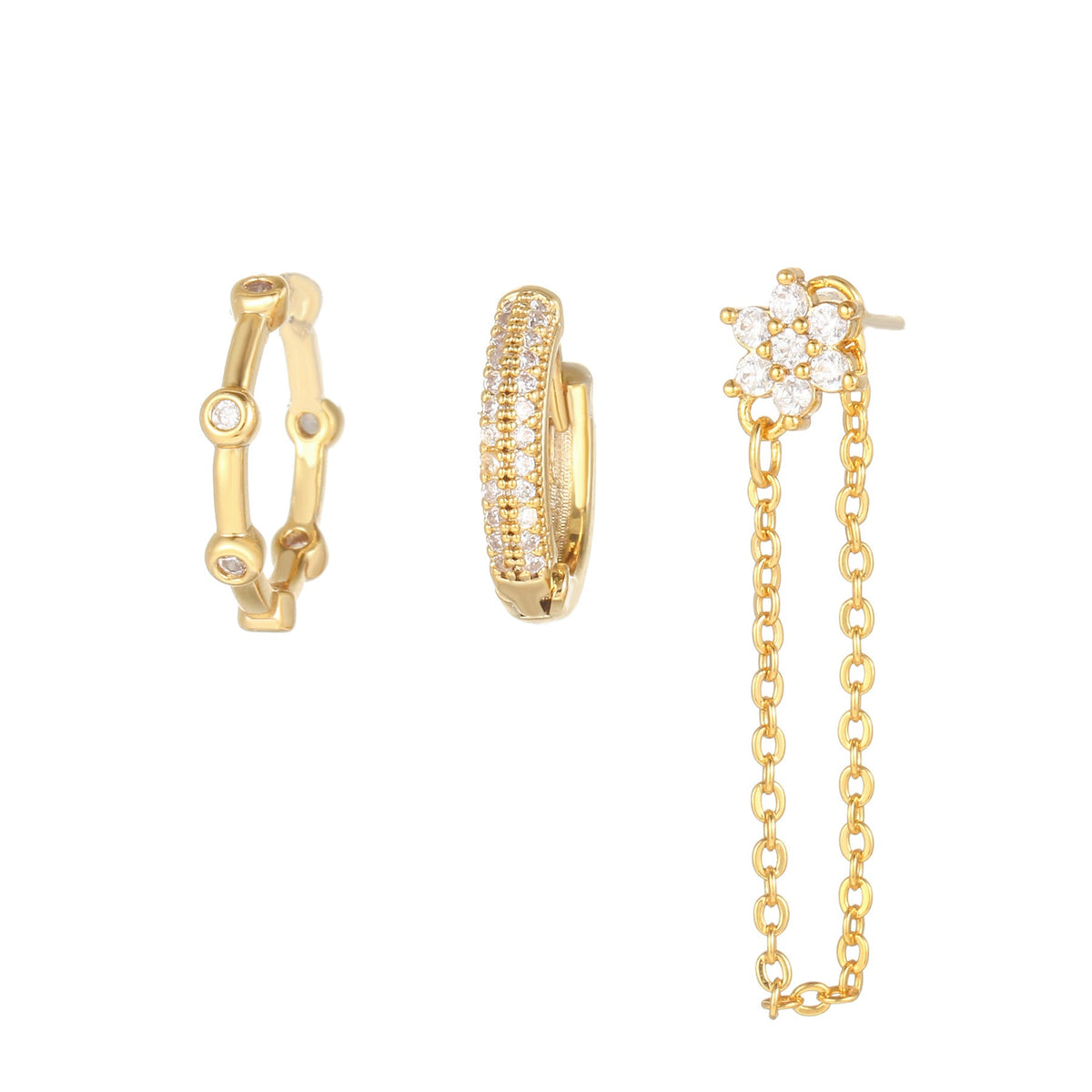 Fashionable Personalized Artistic Chain Geometric Three-piece Earrings