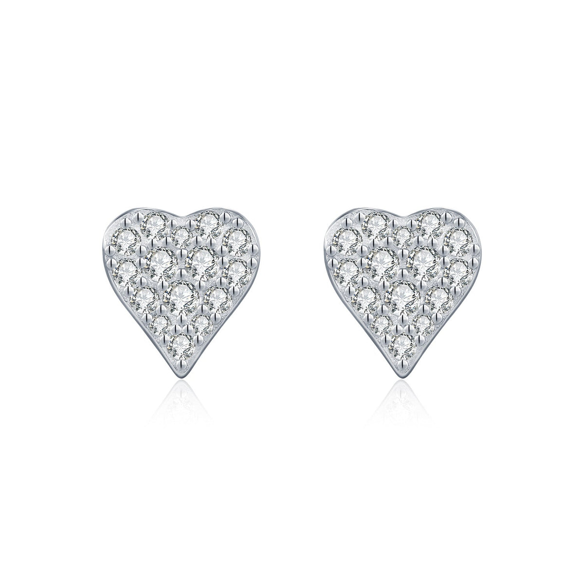 Delicate Heart-Shaped D-Color VVS1 Moissanite Stud Earrings in Sterling Silver
