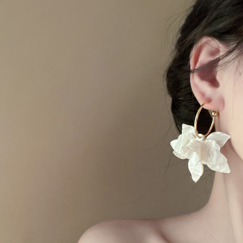 Needle High-grade Flower Tassel Pearl French Fashion Earrings