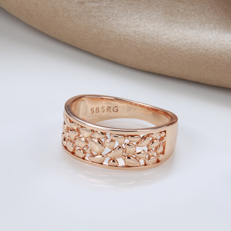 Women's Vintage Hollow Rose Gold Plated Carved Pattern Direct Ring