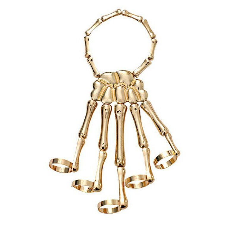 Fashion Personality Punk Skull Hand Bone Five Finger Adjustable Integrated Bracelet