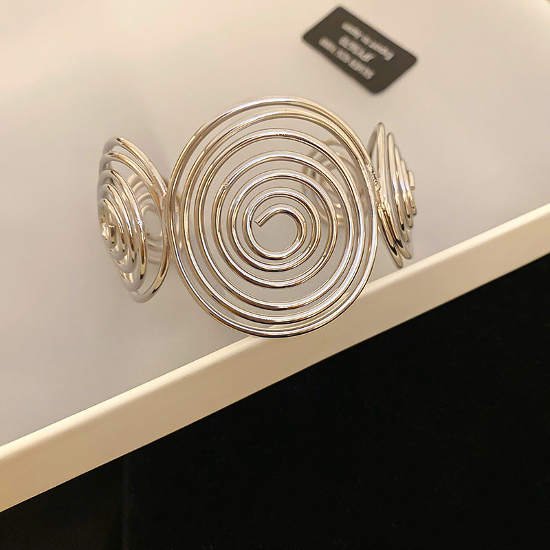 Metallic Striped Geometric Cross Flowers Openings Niche Exaggerated High Bracelet
