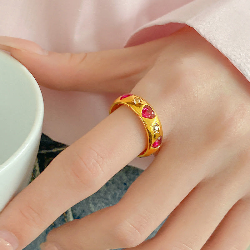Star Zircon Advanced Affordable Luxury Fashion Niche Titanium Steel Ring