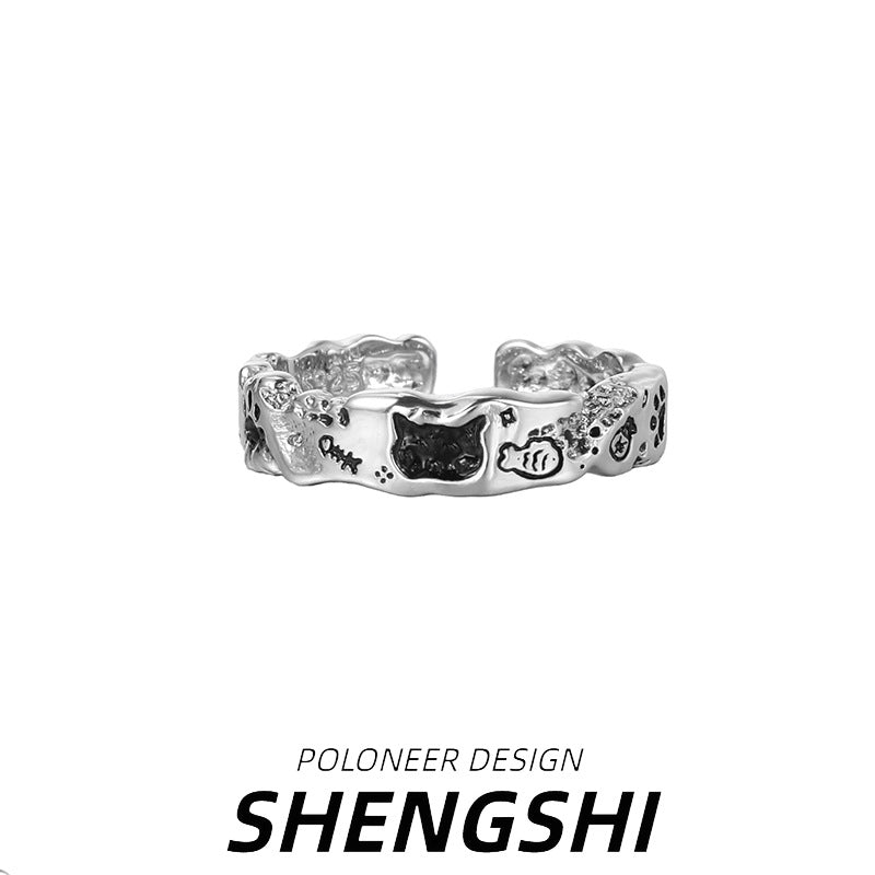 Women's Personality Texture Affordable Luxury Style Open Niche High Rings