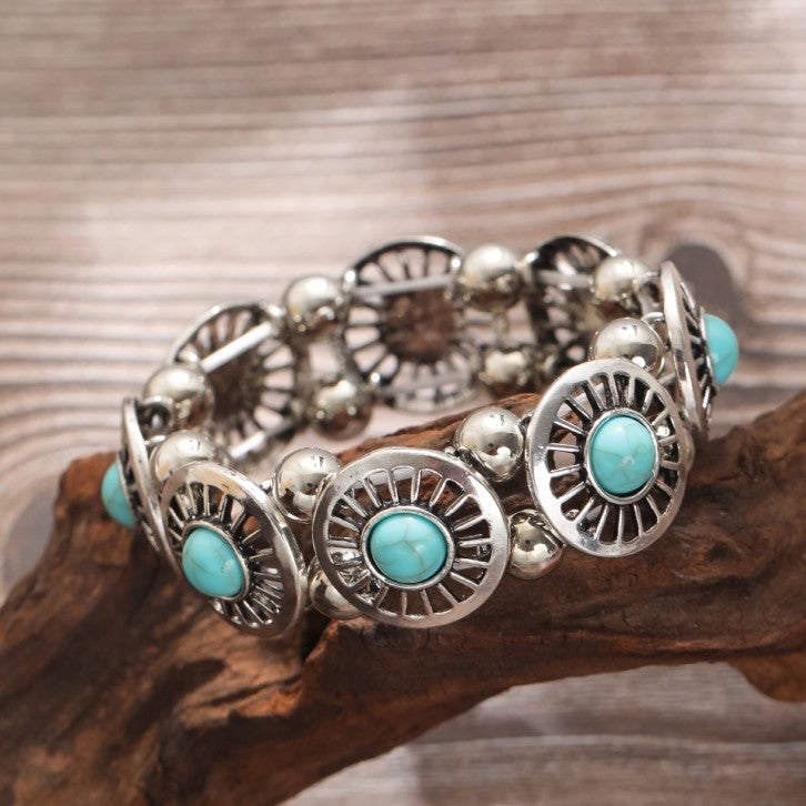 Style Personality Retro Alloy Turquoise Stretch Bracelets