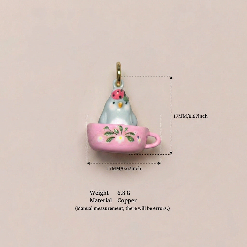 Tea Cup Animal Series Fox Penguin Rabbit Panda Pendant