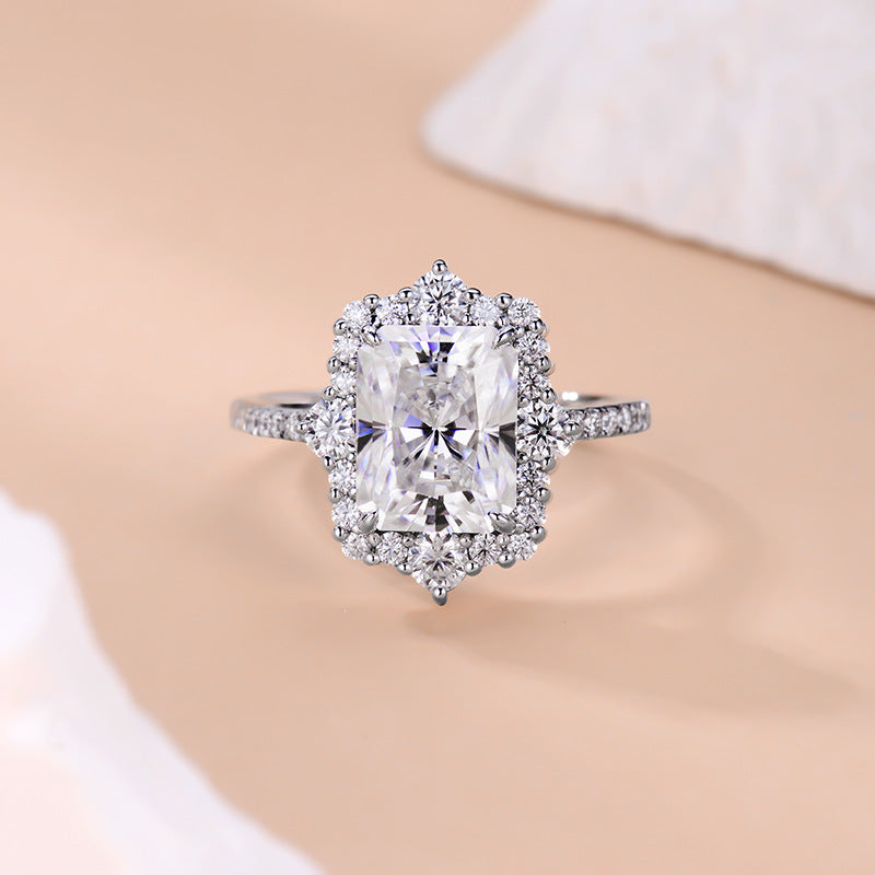 4-Carat D-Color VVS1 Moissanite Solitaire Engagement Ring in White Gold-Plated Sterling Silver