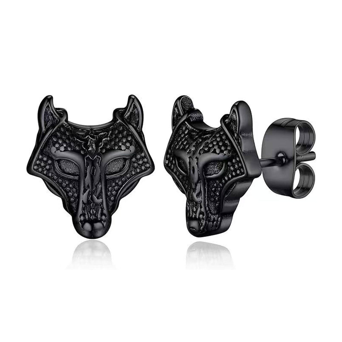 Men's Domineering Wolf Head Stainless Steel Retro Earrings