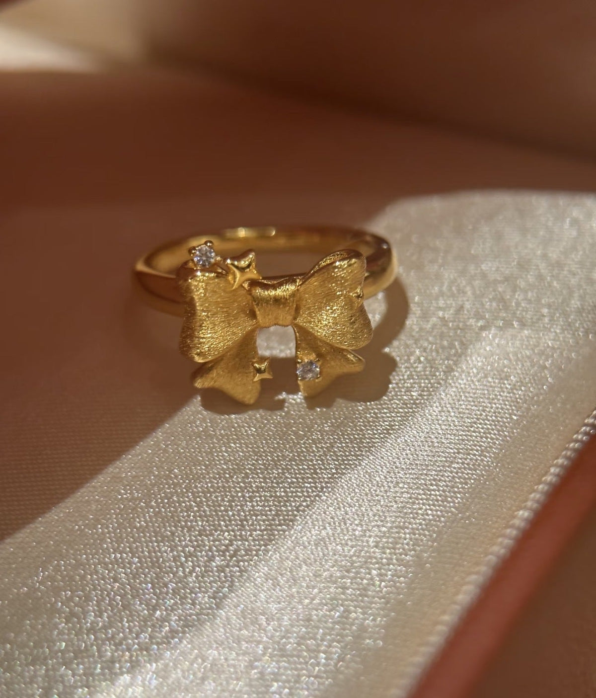 Brushed Starlight Bow Female Sweet Cute High Sense Stylish Simple Ring