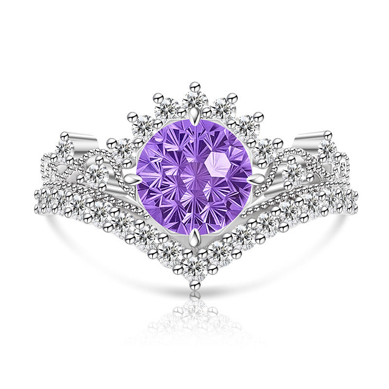 Carbon Diamond Fireworks Cut Garland Female Inlaid Ring