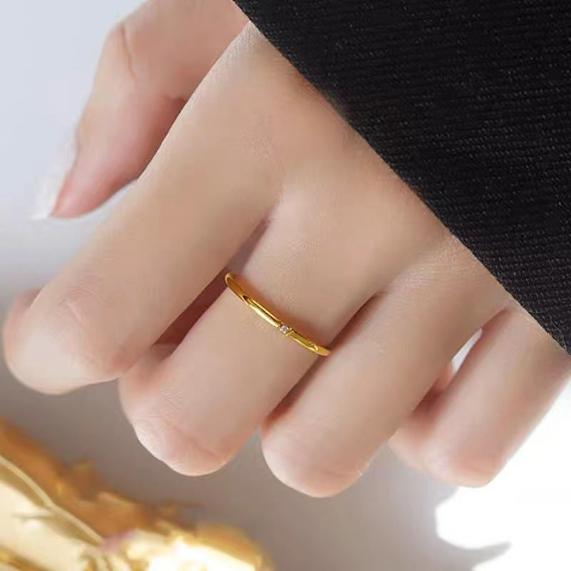 Women's Light Luxury Simple Personality Temperament Small Zircon Design Fashion Ring