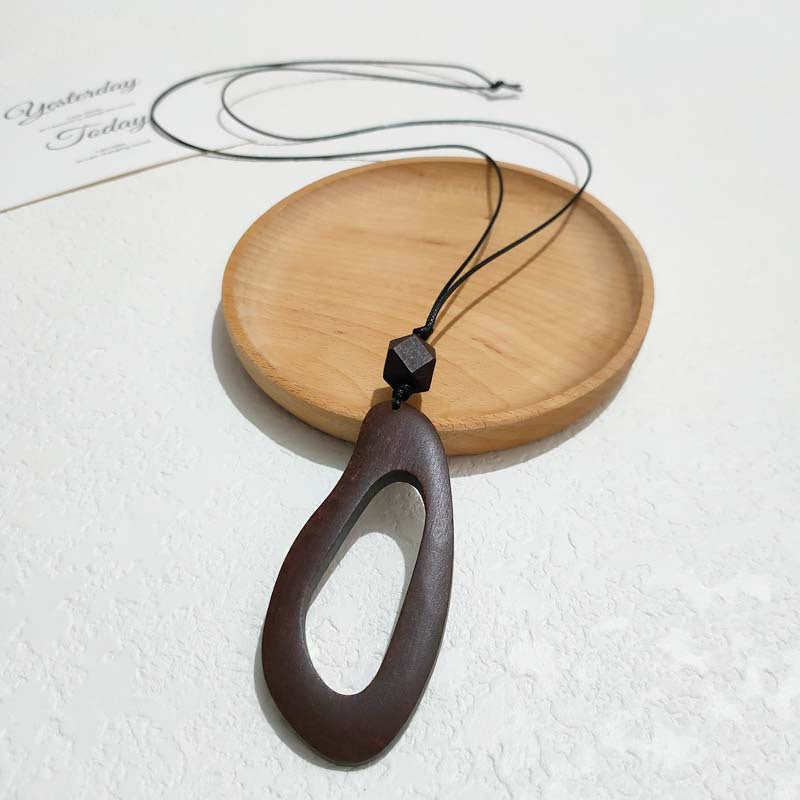 Women's Long Niche National Ethnic Woven Brown Necklace