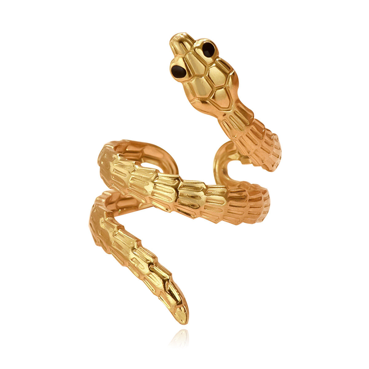 Dark Punk Animal Snake-shaped Stainless Steel Opening Ring