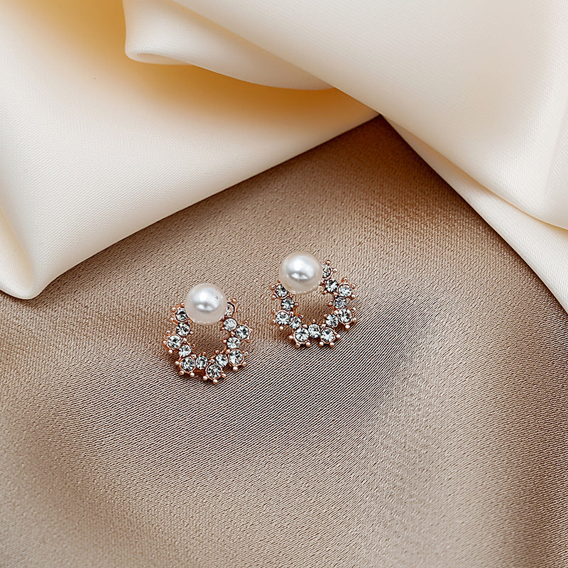 Needle Light Luxury French Pearl Retro Design Cat Eye Star Stud Earrings